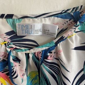 Time and Tru Tropical Print Blouse
